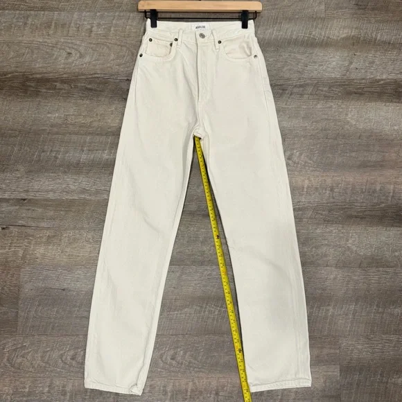 Agoldie 90s White High Rise Pinch Waist White Jeans – Size 23 - Picture 5 of 13